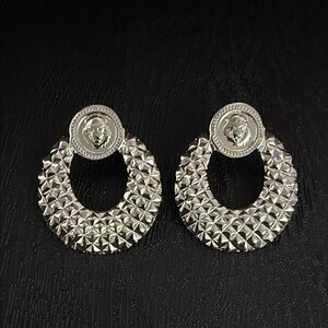 Stainless Steel Silver Studded Lion Earrings